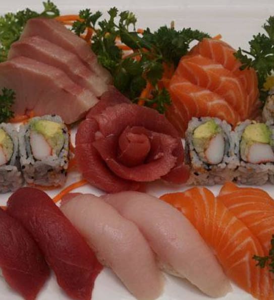 Sushi & Sashimi Deluxe Combination, featuring fresh fish from Japan