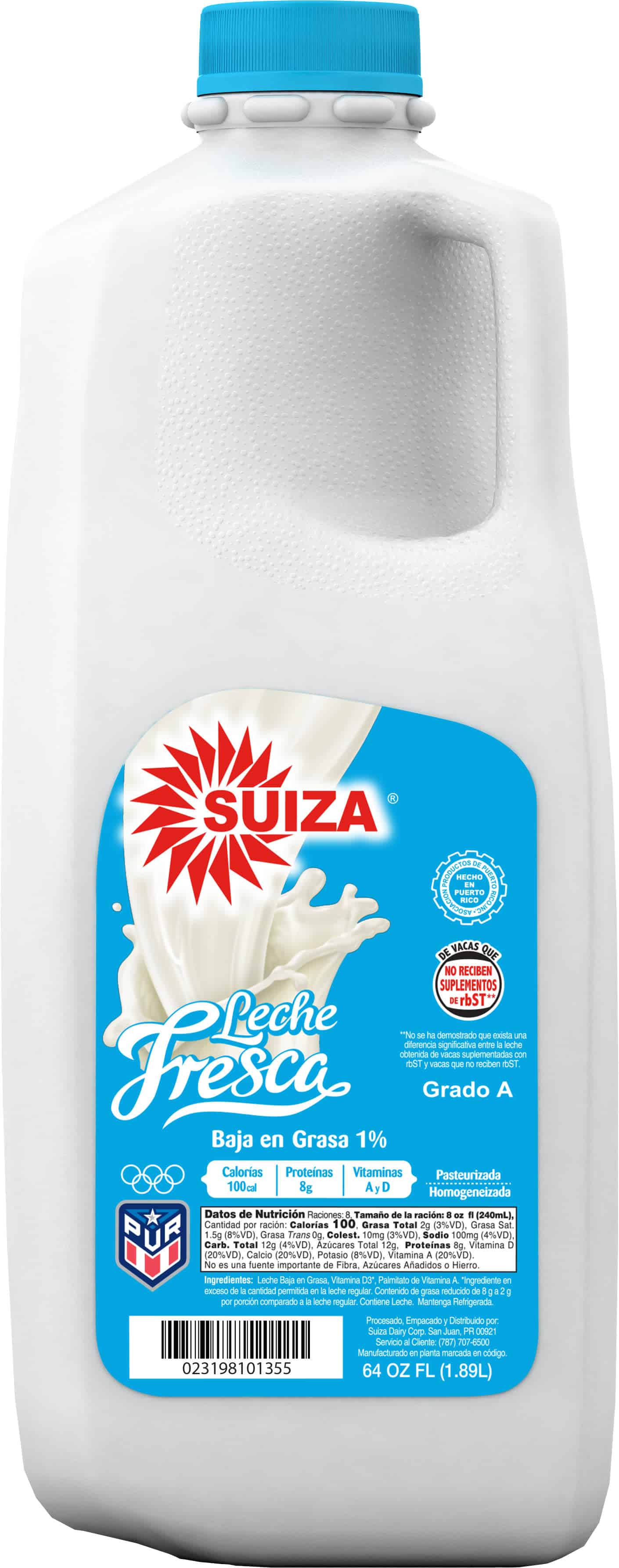 Suiza - Leche Fresca Light (Baja en grasa 1%) (1/2 galón)