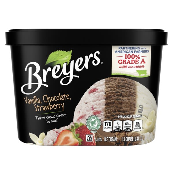 Breyers Vanilla, Chocolate, Strawberry